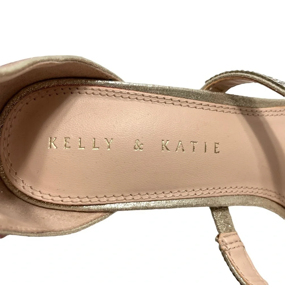 Kelly & Katie Courtnee Gold Sparkly Prom Wedding Heels Size 8 M